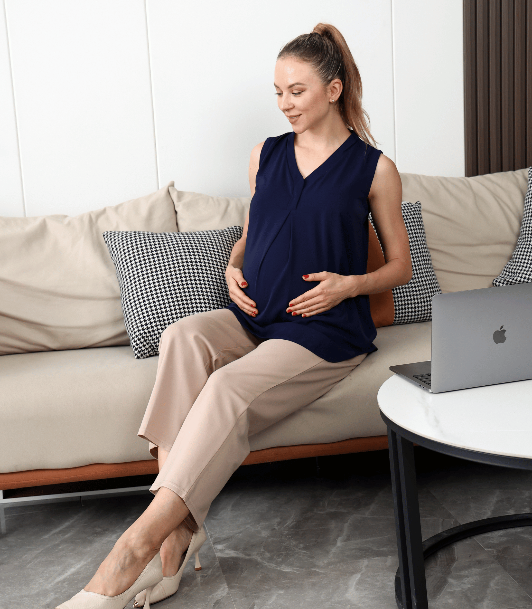 Pleat Front V-Neck Maternity Blouse